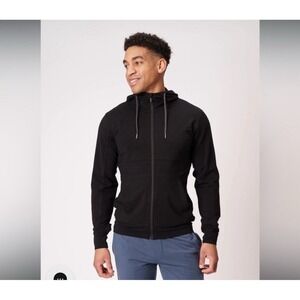 Wooly Marinoaire Men's Black Merino Wool Zip Up Hoodie Sweater Size M Midweight